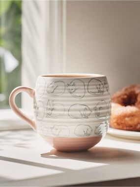Leah Reena Goren Handpainted Cozy Cat Stoneware Mug